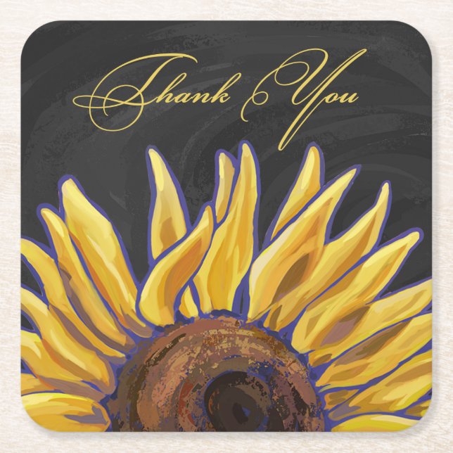 Dessous-de-verre Carré En Papier Merci tournesol (Devant)