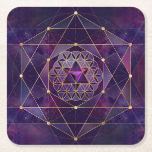 Dessous-de-verre Carré En Papier Merkabah en fleur de vie - Géométrie sacrée
