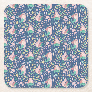 Dessous-de-verre Carré En Papier Mermaid mère fille Bonding Ocean Dark Version