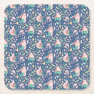 Dessous-de-verre Carré En Papier Mermaid mère fille Bonding Ocean Dark Version