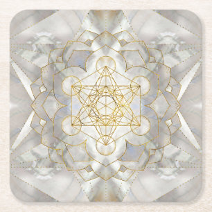 Dessous-de-verre Carré En Papier Métatron's Cube in lotus Sacred Geometry