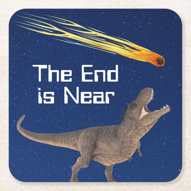 Dessous-de-verre Carré En Papier Meteor Dinosaur End Est Près D'Une Catastrophe (Devant)