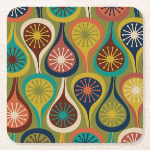 Dessous-de-verre Carré En Papier Mi-Siècle moderne Atomique gouttes Motif rétro