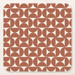 Dessous-de-verre Carré En Papier Mi-siècle Moderne Motif rouille Terracotta