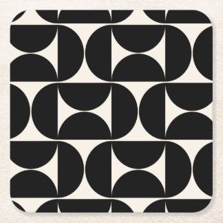 Dessous-de-verre Carré En Papier Mi-Siècle Moderne Motif Vintage Noir Et Blanc