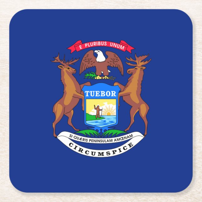 Dessous-de-verre Carré En Papier Michigan State Flag Design (Devant)