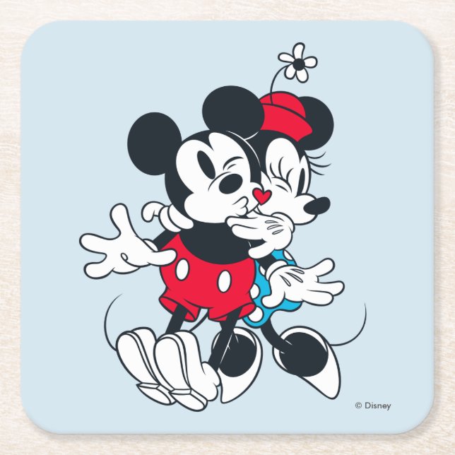Dessous-de-verre Carré En Papier Mickey & Minnie | L'amour perpétuel (Devant)