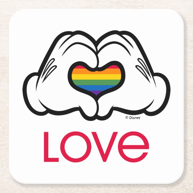Dessous-de-verre Carré En Papier Mickey Rainbow Love (Devant)