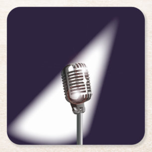 Dessous-de-verre Carré En Papier Microphone rétro Stage