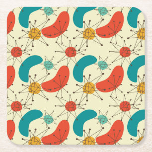 Dessous-de-verre Carré En Papier Mid Century moderne Diamond Starburst atomique