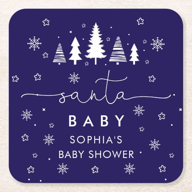Dessous-de-verre Carré En Papier Minimalist Christmas Baby Shower (Devant)