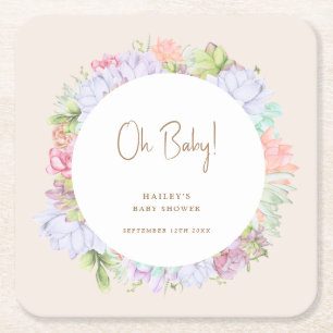 Dessous-de-verre Carré En Papier Minimaliste Boho Cactus désert Oh Baby shower