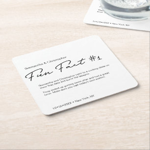 Dessous-de-verre Carré En Papier Minimaliste Classic Noir Blanc amusant fait Mariag