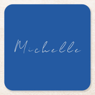 Dessous-de-verre Carré En Papier Minimaliste tendance moderne écrit à la main bleu