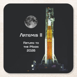 Dessous-de-verre Carré En Papier Mission Artemis II sur la Lune
