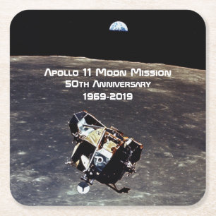 Dessous-de-verre Carré En Papier Mission historique Apollo 11 Moon 50e anniversaire
