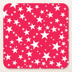 Dessous-de-verre Carré En Papier Modèle de Noël personnalisé Red White Stars
