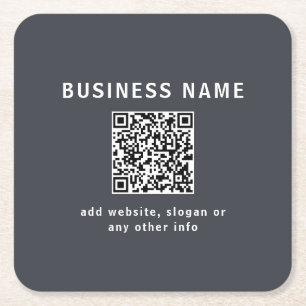 Dessous-de-verre Carré En Papier Modèle simple pour votre code QR   Gris charbon
