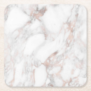Dessous-de-verre Carré En Papier Modèle tendance Elegant Rose Marbre blanc Or  ten