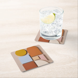 Dessous-de-verre Carré En Papier Modern Geometric Abstract Coaster Warm Tones