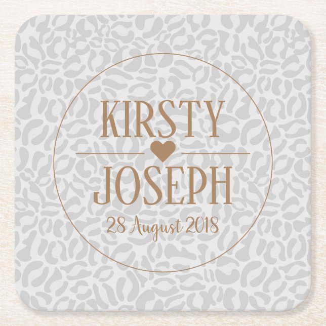 Dessous-de-verre Carré En Papier Moderne Classic Gold Mariage élégant Motif (Devant)