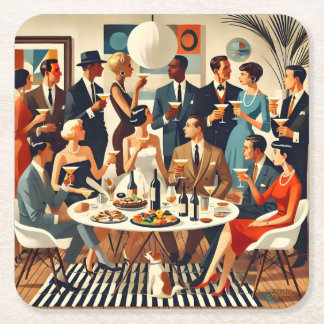 Dessous-de-verre Carré En Papier Moderne Du Milieu Du Siècle Le Martini Intellectue