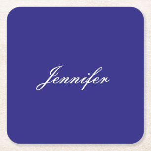 Dessous-de-verre Carré En Papier Moderne Elégant Cute Unique Deep Blue Calligraphie