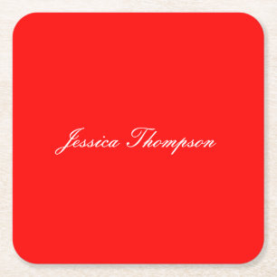 Dessous-de-verre Carré En Papier Moderne élégant Plain Simple Professionnel Rouge