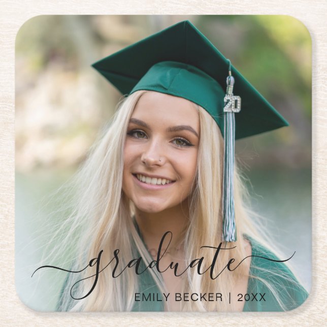 Dessous-de-verre Carré En Papier Moderne Photo Elegant Graduation (Devant)