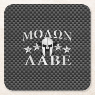 Dessous-de-verre Carré En Papier Molon Labe Spartan Warrior 5 étoiles Carbon