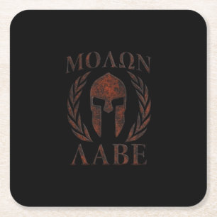 Dessous-de-verre Carré En Papier Molon Labe Spartan Warrior Mask Laurels Fer