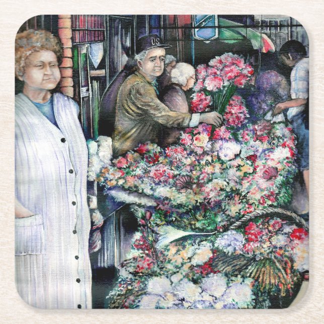 Dessous-de-verre Carré En Papier Moment magique sur le marché Misloc (Devant)