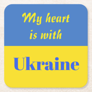 Dessous-de-verre Carré En Papier Mon coeur est avec l'Ukraine