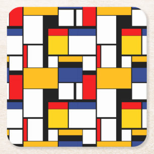 Dessous-de-verre Carré En Papier Mondrian géométrique Composition minimaliste moder