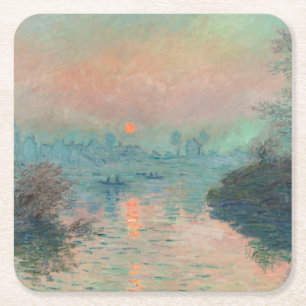 Dessous-de-verre Carré En Papier Monet Sunset Seine Beaux-Art Impressionnisme