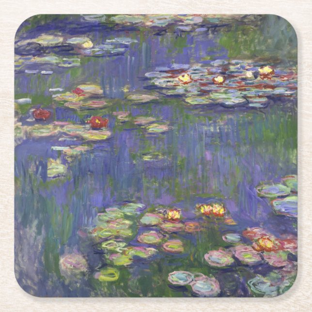 Dessous-de-verre Carré En Papier Monet Water Lilies Chef-d'oeuvre Peinture (Devant)