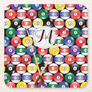 Dessous-de-verre Carré En Papier Monogramme Billiard Pool Conception du ballon
