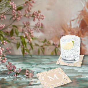 Dessous-de-verre Carré En Papier Monogramme coloré Souriant Faisée personnalisée