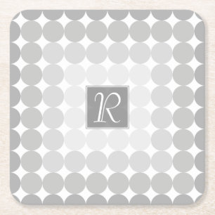 Dessous-de-verre Carré En Papier Monogramme des cercles gris modernes