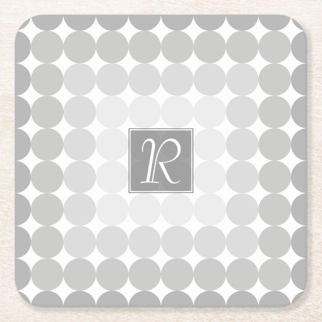 Dessous-de-verre Carré En Papier Monogramme des cercles gris modernes (Devant)