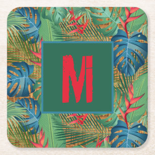 Dessous-de-verre Carré En Papier Monogramme Flore tropicale sur l'impression en osi