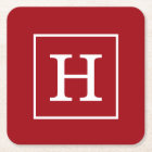 Monogramme Initial Cadre Rouge Cranberry Blanc