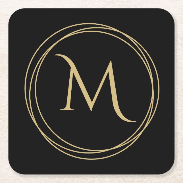 Dessous-de-verre Carré En Papier Monogramme initial en cercles (Devant)