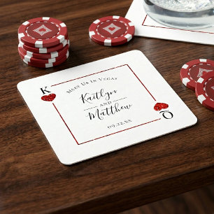 Dessous-de-verre Carré En Papier Monogramme Jeu Carte Mariage Enregistrer La Date