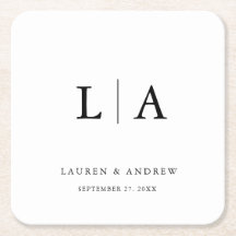 Monogramme noir et blanc Élégant Mariage simple
