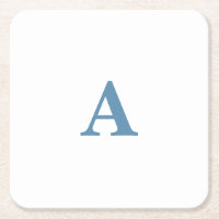 Monogramme Nom initial Dusty Blue White Simple 202