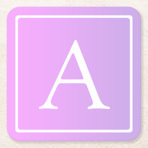 Dessous-de-verre Carré En Papier Monogramme simple Ombre subtil rose/violet