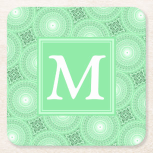 Dessous-de-verre Carré En Papier Monogramme vert ressort cercles motif