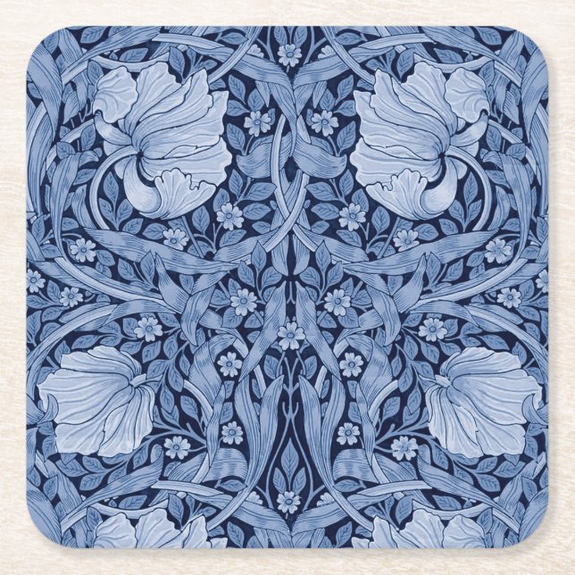 Dessous-de-verre Carré En Papier Monotone bleu Pimpernel, William Morris (Devant)