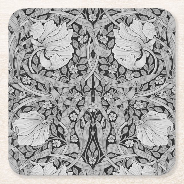 Dessous-de-verre Carré En Papier Monotone gris Pimpernel, William Morris (Devant)
